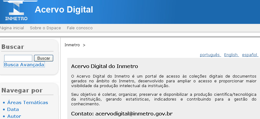 novo modelo conceitual o Acervo Digital do INMETRO, organizado pelo Serviço de Documentação e Informação (SEDIN).