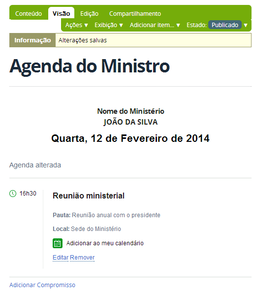 Para adicionar uma agenda sem compromissos, faça os seguintes passos: 1. Acesse a agenda em que irá incluir essa informação; 2.