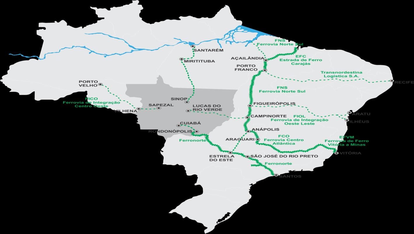 Enquanto isso, a utilização do sistema rodoviário, até o porto de Paranaguá, custa em média R$ 240,00/t.