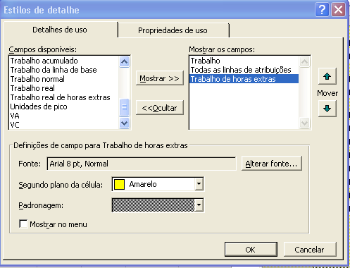 Para inserir horas extras: 1. alterne o modo de exibição para Uso do recurso ou Uso da tarefa; 2.