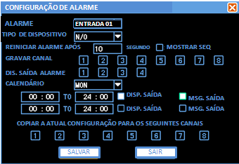 3.6.5 - Configuração e ativação do alarme Configurando o Menu CONFIG. DE SISTEMA CONFIG.