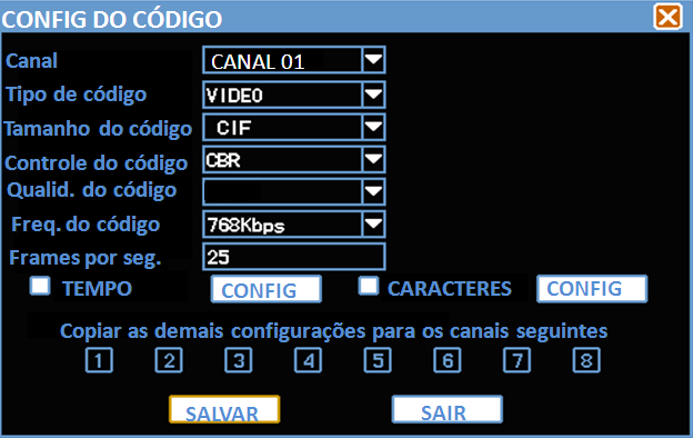 o padrão é 60 minutos; Número de máquina É usado para a situações que usam uma unidade de controle remoto para mais de um DVR, apenas pressione a identificação da unidade de controle remoto do mesmo