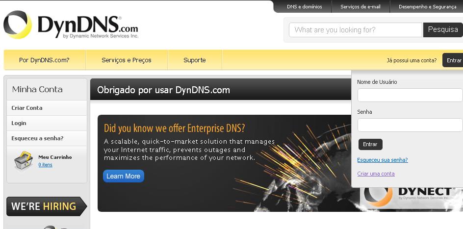 2 - Criar um domínio DynDNS.