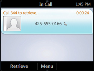 Uma notificação aparece, mostrando um número para chamar para recuperar a chamada.