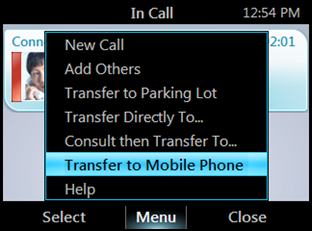 Guia do Usuário dos Telefones Polycom IP CX500/CX600/CX3000 Para transferir uma chamada para estacionamento: 1 Na tela Em Chamada, selecione