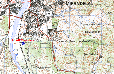 3.4 ETAR DE MIRANDELA A ETAR de Mirandela encontra-se localizada no distrito de Bragança e serve a população residente da sede de concelho de Mirandela e das povoações de Carvalhais e de Vale de