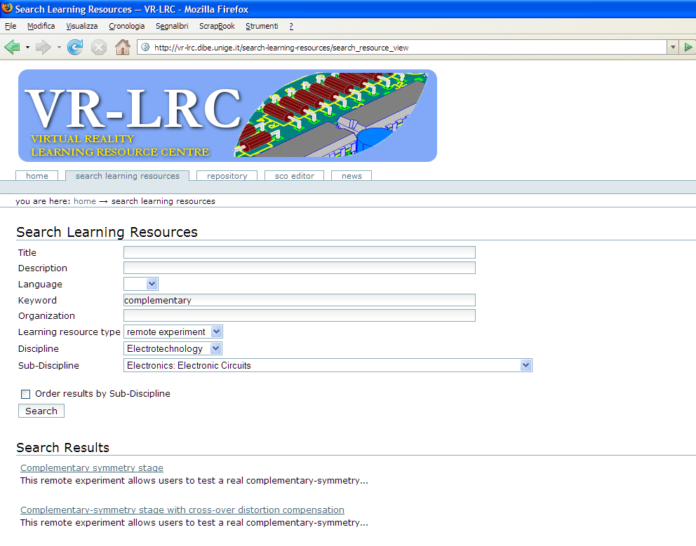 62 (Enhanced Individualized Learning Environment EILE) também baseado no Moodle e um repositório de recursos de aprendizagem (Virtual Reality Learning Resource Center VR- LRC) que estruture e