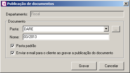 4. No campo Departamento, é informado o departamento correspondente aos documentos publicados. 5.