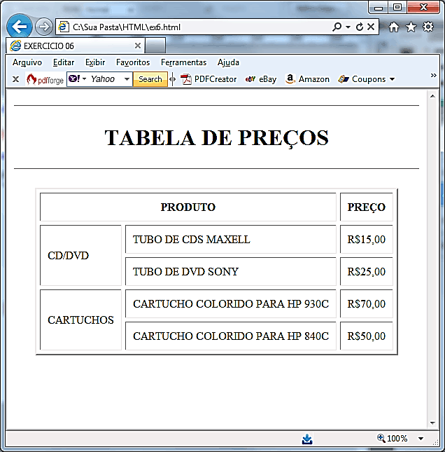 Resultado sendo visualizado no browser: Formulário de dados e seus componentes Além das home-pages serem utilizadas como uma forma de propaganda para as empresas, também servem para aproximar os