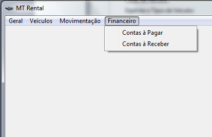 opções do menu Financeiro.