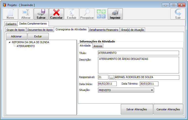 86 5.4.8. Projetos A tela de projetos é utilizada para realizar o planejamento de qualquer tipo de projeto.