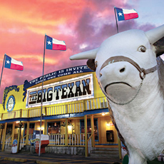 Oferta: Jantar Route 66 no "The Big Texan Steak Ranch" de Amarillo, Texas (entrada, prato de carne, sobremesa e uma bebida) Oferta: Jantar Route 66 no "The Big Texan Steak Ranch" de Amarillo, Texas