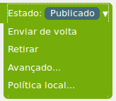 Revisão Pendente Publicar: usuários administradores e revisores visualizam esta opção e podem publicar automaticamente o conteúdo.