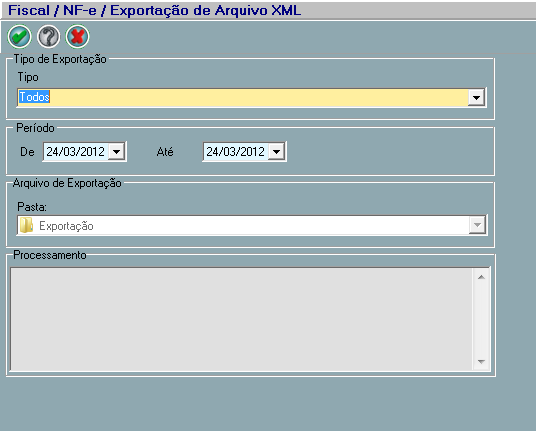 6. EXPORTAÇÃO DE ARQUIVO XML. A exportação dos arquivos XML das notas fiscais eletrônicas emitidas pelo sistema poderá ser efetuada em fiscal/nfe/exportação de arquivo XML.