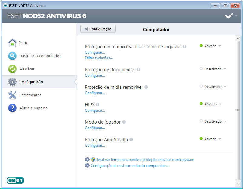 OBSERVAÇÃO: a proteção de documentos também estará no estado Ativado depois de ativar a opção (Entrar na configuração avançada.