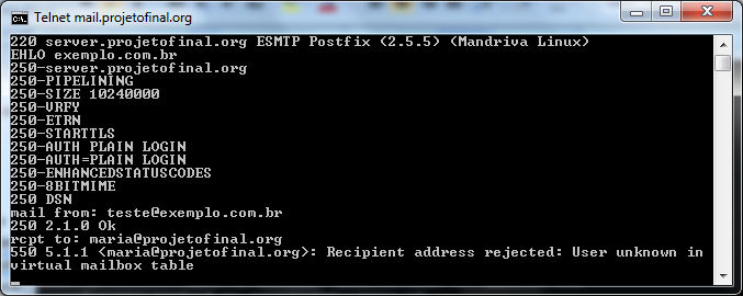108 Figura 52: Bloqueio de remetente de domínio de DNS reverso configurado.