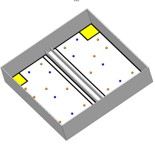 bolas azuis, inicialmente dispostas em cada lado da arena, como mostrado na Figura 4. Cada partida tem duração de 5 minutos.