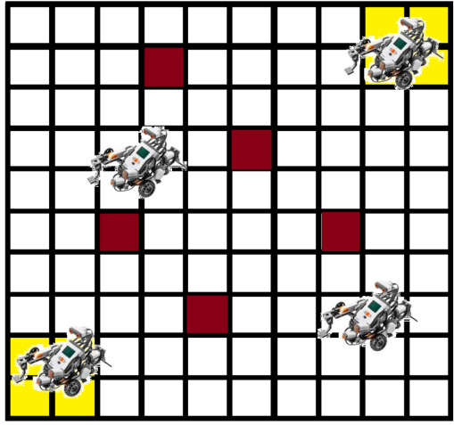 Para resolver o Problema 6, os alunos tiveram que decidir qual sensor usar para seguir a linha e como programar o robô para retornar ao circuito cada vez que ocorresse uma percepção indicando que o