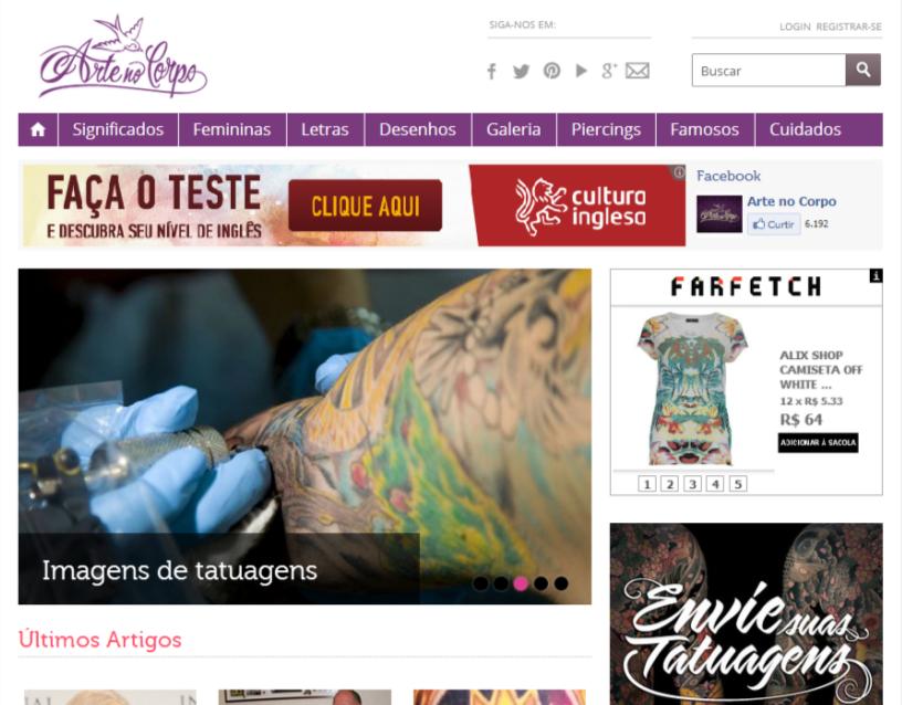 Propriedades Arte no Corpo O site aborda o universo sobre piercing, tatuagens e lifestyle, trazendo dicas de desenhos e significados, cuidados com o