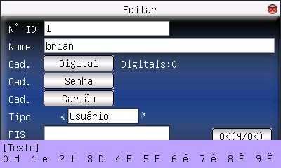 4.8. Editar um Funcionário Com exceção do número de identificação do funcionário, todos os demais dados podem ser editados, incluindo suas formas de autenticação.