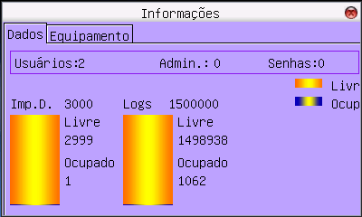 4.17.2. Equipamento Exibe informações relativas à configuração atual do REP. Nesta tela é possível verificar: Modelo do REP. Número de série.