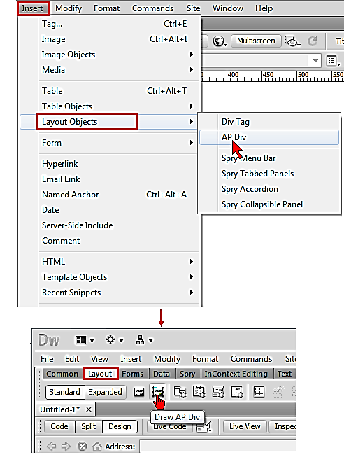 Clique no botão Split e repare no código. A propriedade do estilo está em forma de tag e o texto passa a ter uma nova formatação.