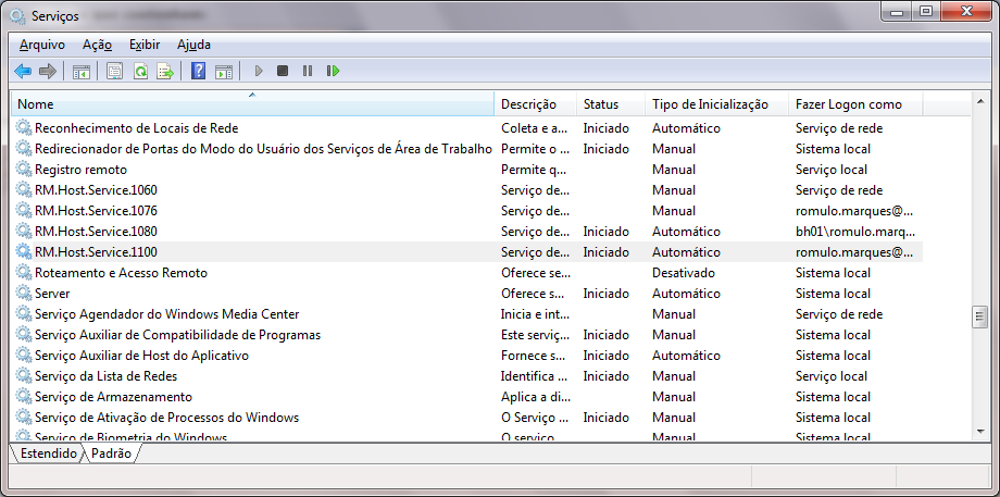 RM.Host.Service No momento da instalação da Biblioteca RM, será instalado O RM.Host.Service como um serviço do Windows.