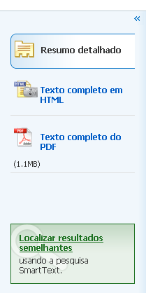 Página do resultado O lado esquerdo apresenta as formas