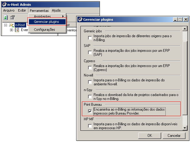 Para efetuar as configurações no plugin, acesse o menu Ferramentas > Configurações na interface de administração do n-host e clique na aba n-spy.