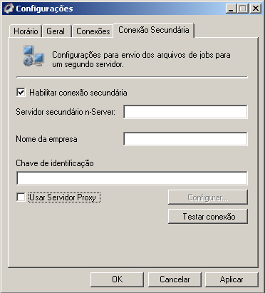 Na janela de configuração de proxy existem os campos para inserir o endereço e a porta do servidor proxy.