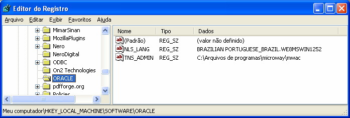 Cliente de Acesso MicroWay (MWAC) Figura 20 - Janela do Editor de Registro As chaves de registro já foram removidas e o Editor do Registro já pode ser fechado, clicando no botão Fechar da janela. 3.1.