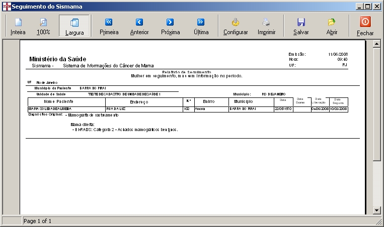 Relatório NOTA Esta tela funciona com filtros.