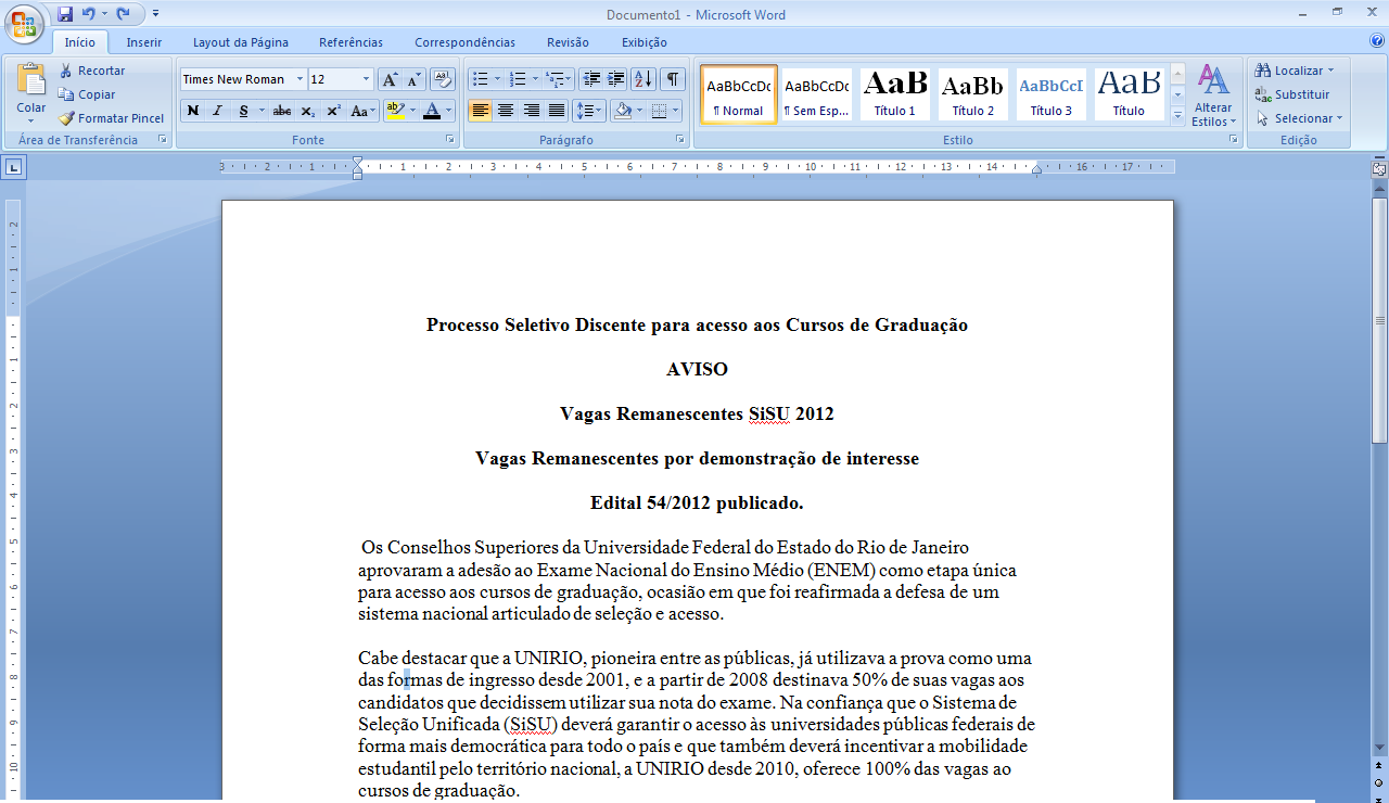 Figura 1: Texto utilizando o Microsoft Word 54) O botão do Microsoft Word que pode ser utilizado para centralizar os títulos do texto, mostrados na Figura 1 é a) b) c) d) e)