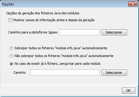 6.2.2 CAMADA DE APRESENTAÇÃO 113 Figura 6.2.13: Caixa de dialogo para configuração das opções da aplicação 6.