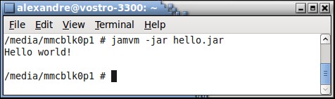 91 Figura 49: Execução da aplicação hello.jar. 3.4.3.4 Socket Java A mesma aplicação de escuta na porta TCP 8000, também foi desenvolvida em linguagem Java, utilizando a classe Socket do pacote java.