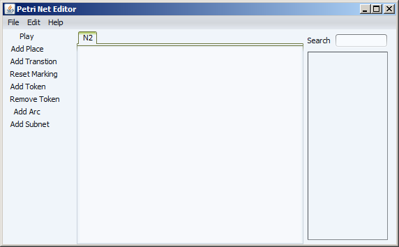 As can be seen in Figure 2, the editor is divided into 7 panels or menus: 1. Input Panel. Here, designers are allowed to put places that represent the actor s inputs.