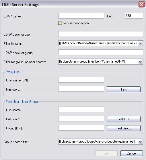 322 pt Página Grupos de Utilizadores Bosch Video Management System Definições do Servidor LDAP Servidor LDAP: Introduza o nome do servidor LDAP.