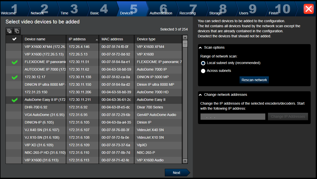 Bosch Video Management System Começar pt 75 Página Devices Nota: A localização dos dispositivos pode demorar algum tempo. Pode cancelar a localização.