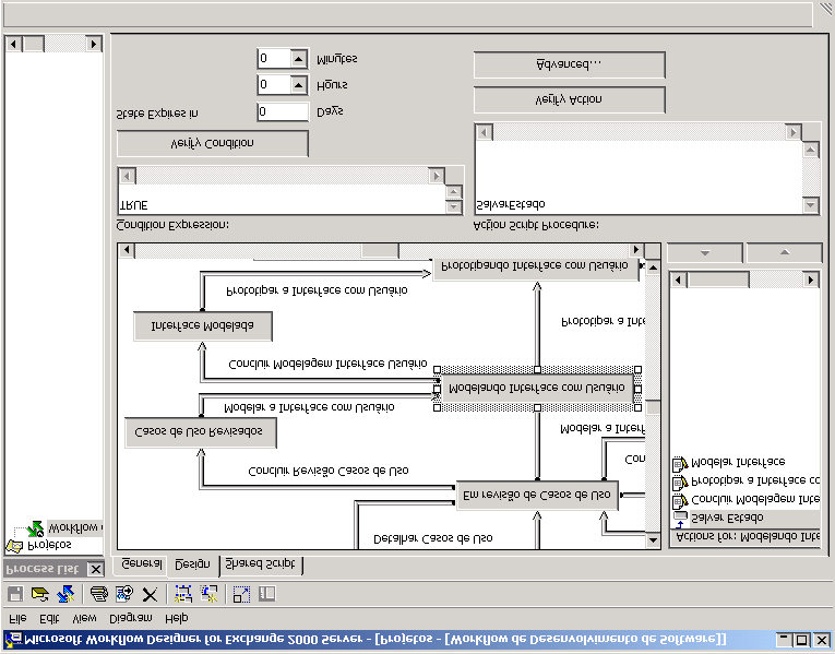 50 3.6.6.1 Workflow Designer for Exchange 2000 Server A ferramenta para definição visual de processos de Workflow do E2K é a Workflow Designer.