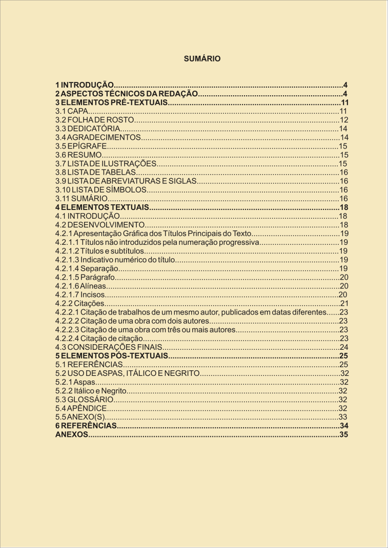 16 A palavra sumário deve ser centralizada junto à margem superior da folha, em letra maiúscula, tamanho 12 e em negrito.