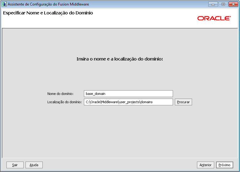 Figura 51 - Selecionando origem de domínio no assistente de configuração Na tela seguinte devem-se preencher os campos Nome do