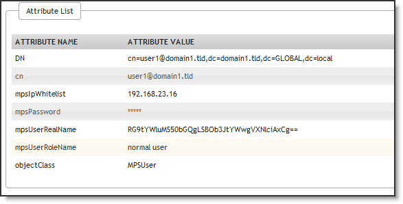 Barra de Utilizadores Figura 9-9 Atributos LDAP 9.