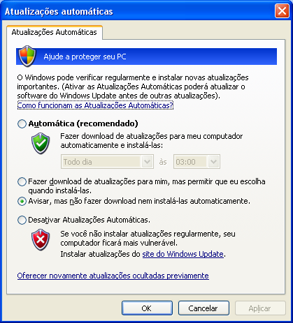 47. No Windows XP, qual o objetivo do recurso de atualizações automáticas? (A) Manter o sistema operacional atualizado. (B) Atualizar a base de dados da Microsoft com informações de hardware.