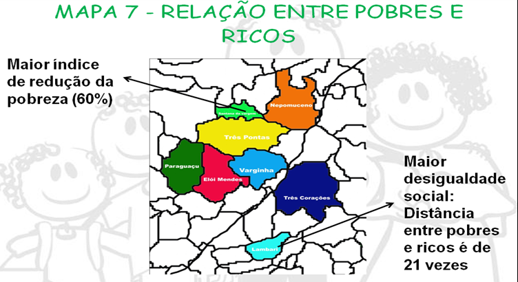 Um outro aspecto a analisar diz respeito à Desigualdade Social: do mesmo modo como ocorre no restante da sociedade brasileira, estes municípios apresentam uma situação de desigualdade social.