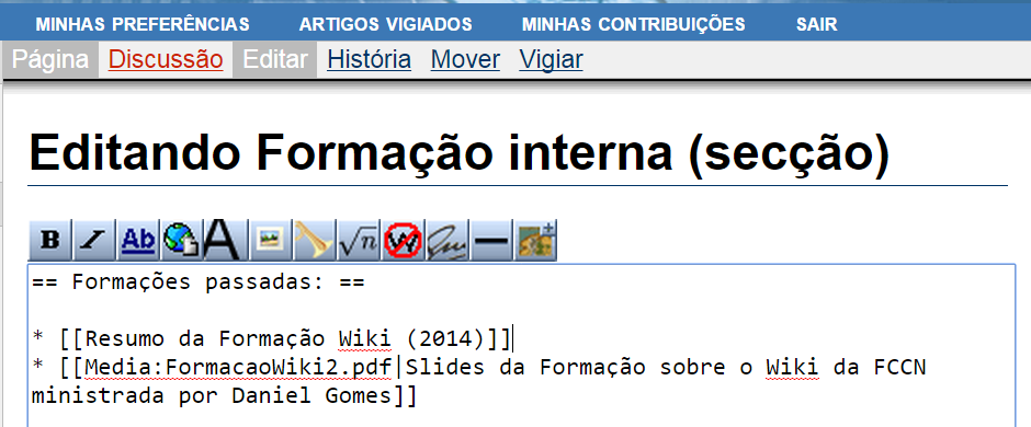 Criar nova Página no Wiki Criar link para