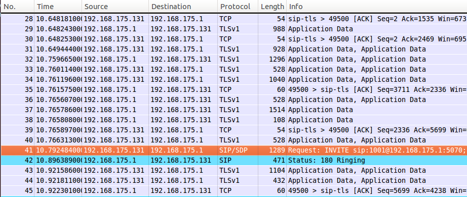 62 Figura 4.31 Esta chamada foi capturada pelo WireShark, vejamos o log: Figura 4.32 Neste exemplo, ambos os softphones estão atrás do gateway 192.168.175.1, e o servidor roda no IP 192.168.175.131.