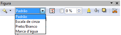 LibreOffice Impress Da esquerda para direita temos as opções: Filtro Este ícone na barra de Imagem abre a barra Filtro de figuras, para você utilizar vários filtros na imagem selecionada, conforme