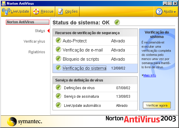 Princípios básicos do Norton AntiVirus Manter a proteção do Norton AntiVirus 39 Consulte "Acessar as ferramentas do Norton AntiVirus" na página 33.