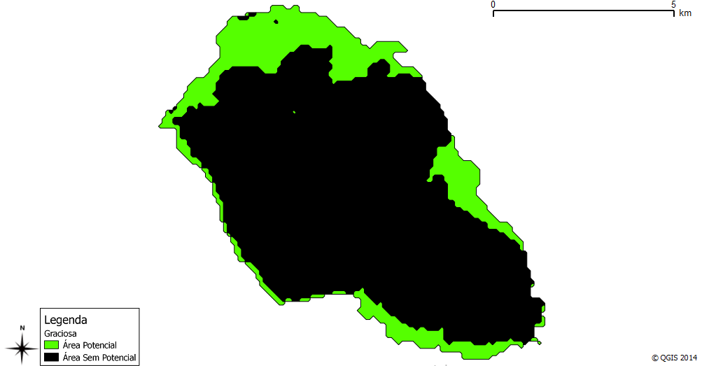 Figura 25 Mapa da área potencial de Azorina vidalii na ilha de São Miguel.