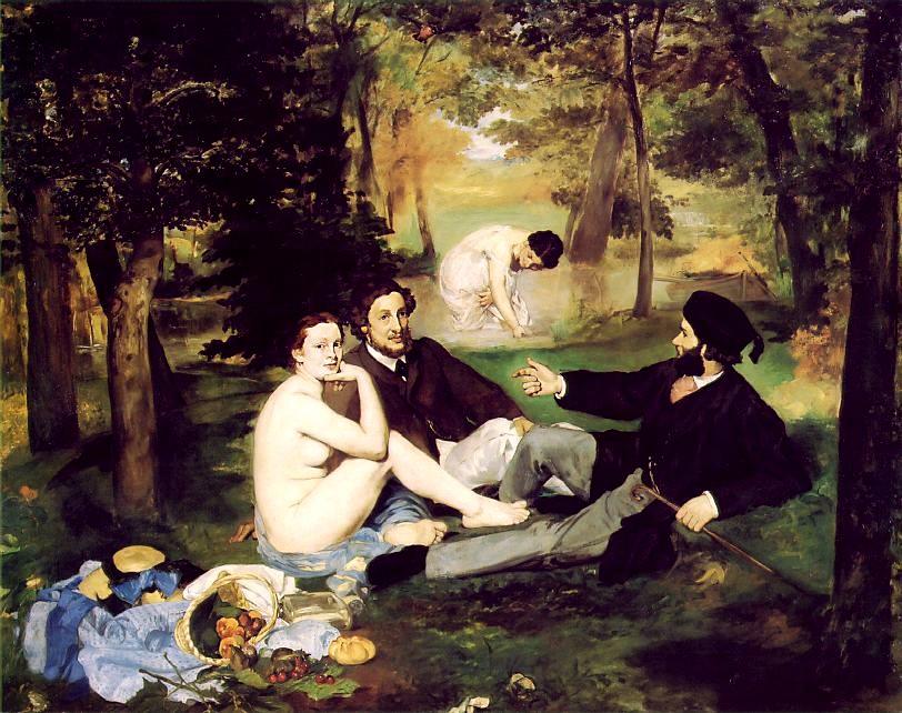 ARTE MODERNA Autocrítica Planaridade REALISMO As pinturas de Manet, na década de 1860, lidam com vários temas relacionados à visão baudelairiana de modernidade e aos tipos da Paris moderna: boêmios,